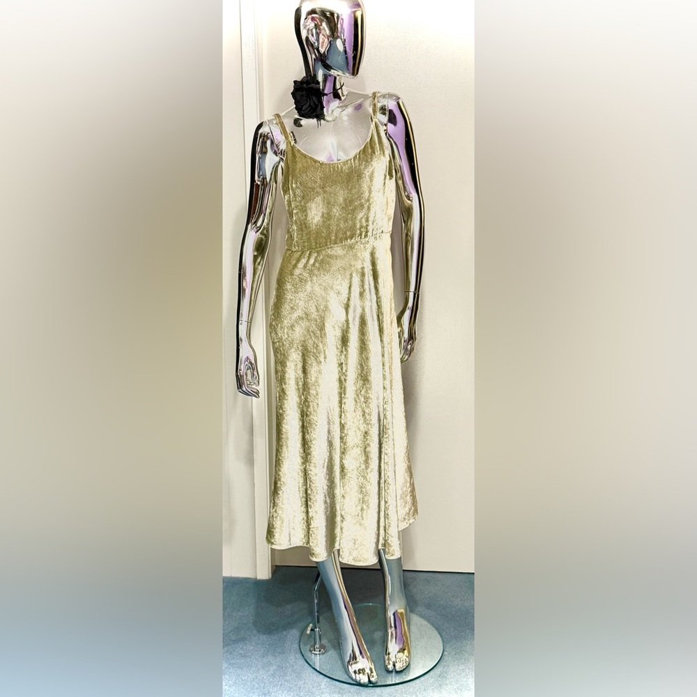 Vince Peridot-Celery Green Velvet Midi Dress